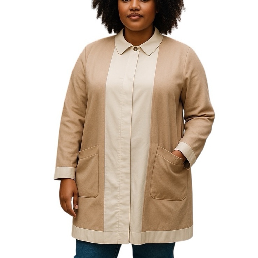 See By Chloe Tan & Cream Natural Flax Cotton Button Front Casual Jacket Coat 12